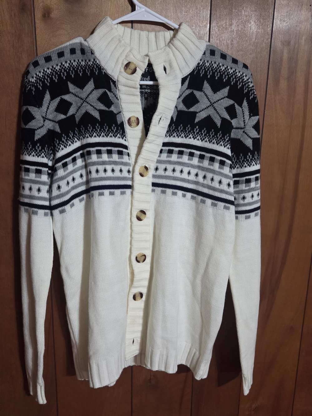 Zyfg Free Fair Isle Nordic Mens Button Up Sweater Size XXL